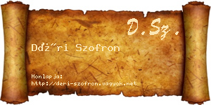 Déri Szofron névjegykártya